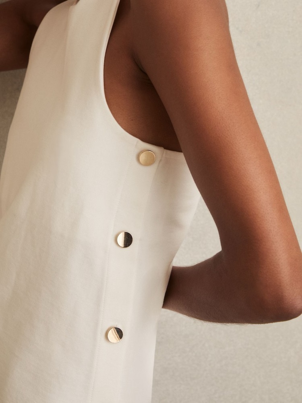 NWT - Reiss Cream Button-Side Tank Top - Picture 3 of 12